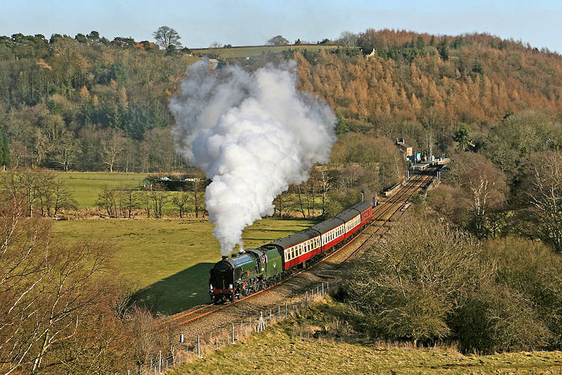 The 14.00 ex-Whitby is seen heading away from Glaisdale en-route to Battsersby.<br />D Rodgers 7 March