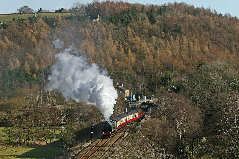 The 14.00 ex-Whitby is seen heading away from Glaisdale en-route to Battsersby.<br />D Rodgers 7 March