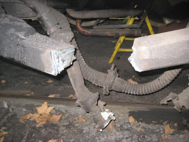 The drawbar had to be cut by the recovery crew