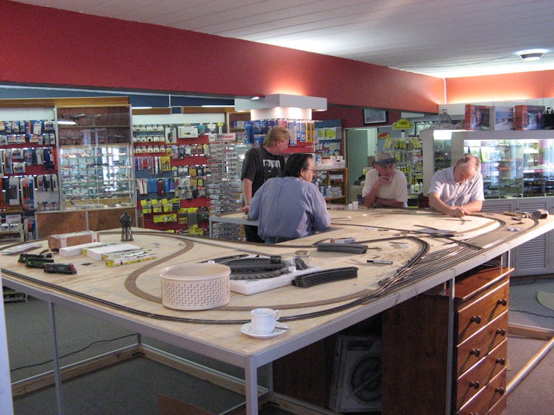 A general view as work progresses. The biscuit tin serves both as a building aid and to keep the crew nourished.
