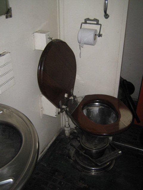 The toilet in the caboose looks cleaner than usual...