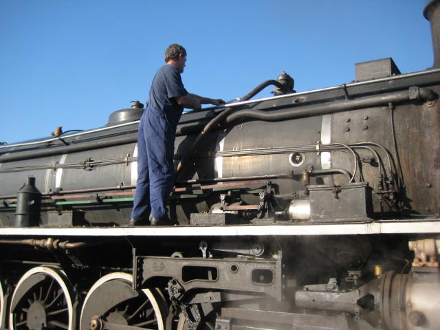 Steve S brushing the boiler.