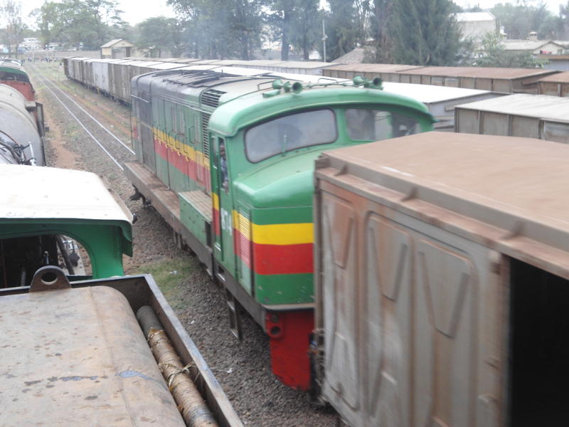 8741 hauls the last train to cross us in light suitable for photography. The train then reversed back into section to enter a siding, and we had to wait for confirmation that the train was clear and points locked before we were given "line clear" back to Nairobi