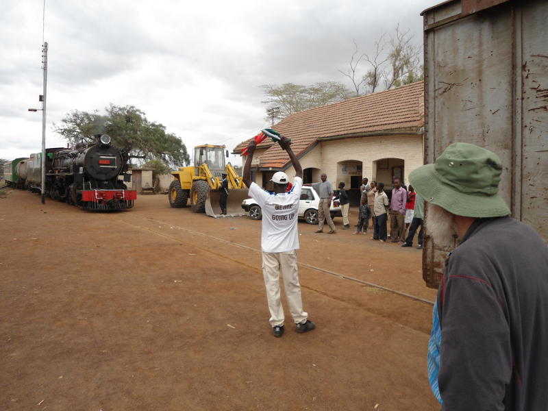 Running round the train and moving the water tank to the other end proved slightly complicated. We could not use the main loop due to the volume of traffic, so we used the small loop by the old goods shed. However this had a goods van standing on it which we had to move and then replace. The following few shots show aspects of the shunt.