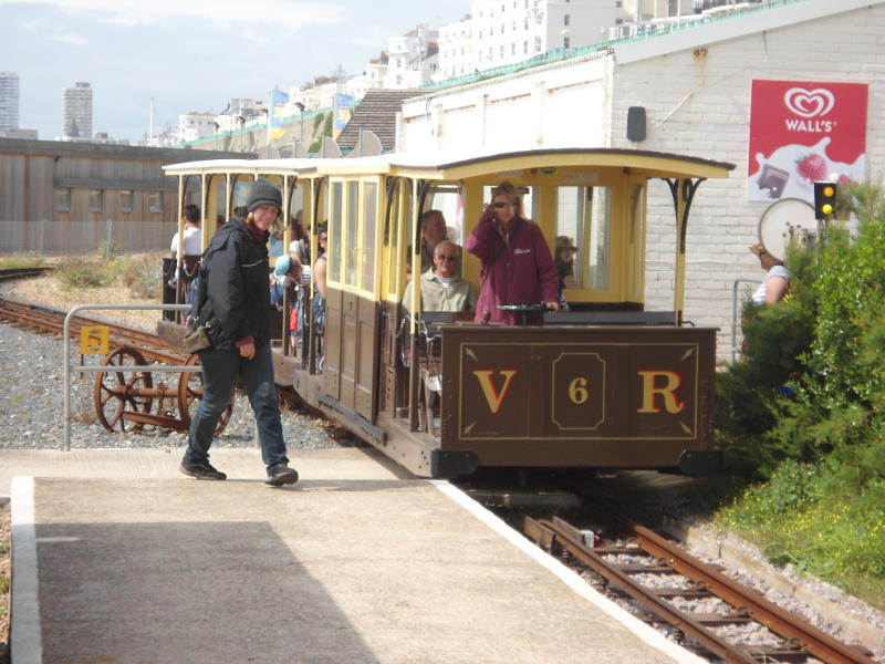 Another crossing at Halfway Station, with two female train drivers