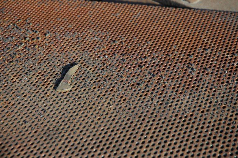The blocked up spark arrestor with some nice captured sparks, which, if let loose while the locomotive is in operation, could cause lineside fires.