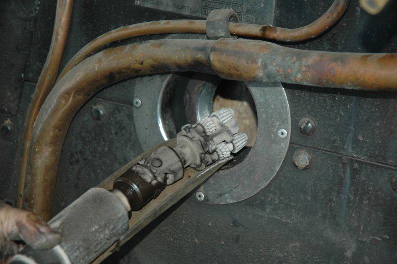 Nasty Alien type teeth on the tube rumbler. This little feller gobbles his way into the arch tubes to destroy the lime build up that occurs in the tubes. Driven by compressed air, it will maneuver itself into the depths but still is guided on its way.