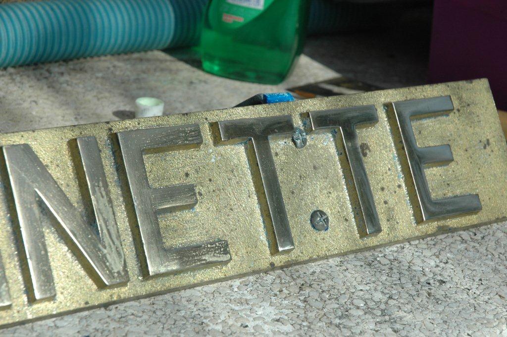 Here we can see the dishwash liquid painted letters and those that still need the liquid to go on as release agent.