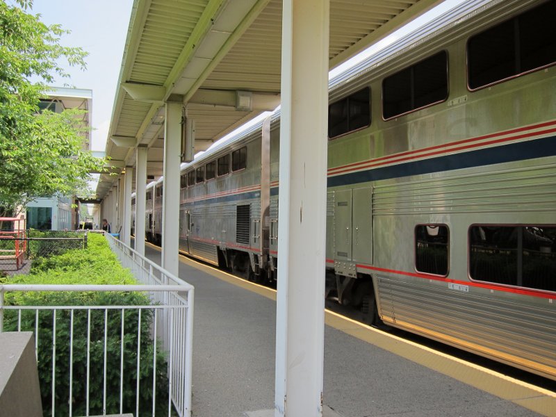 Passenger section of the Auto Train, standing in the station at Lorton.