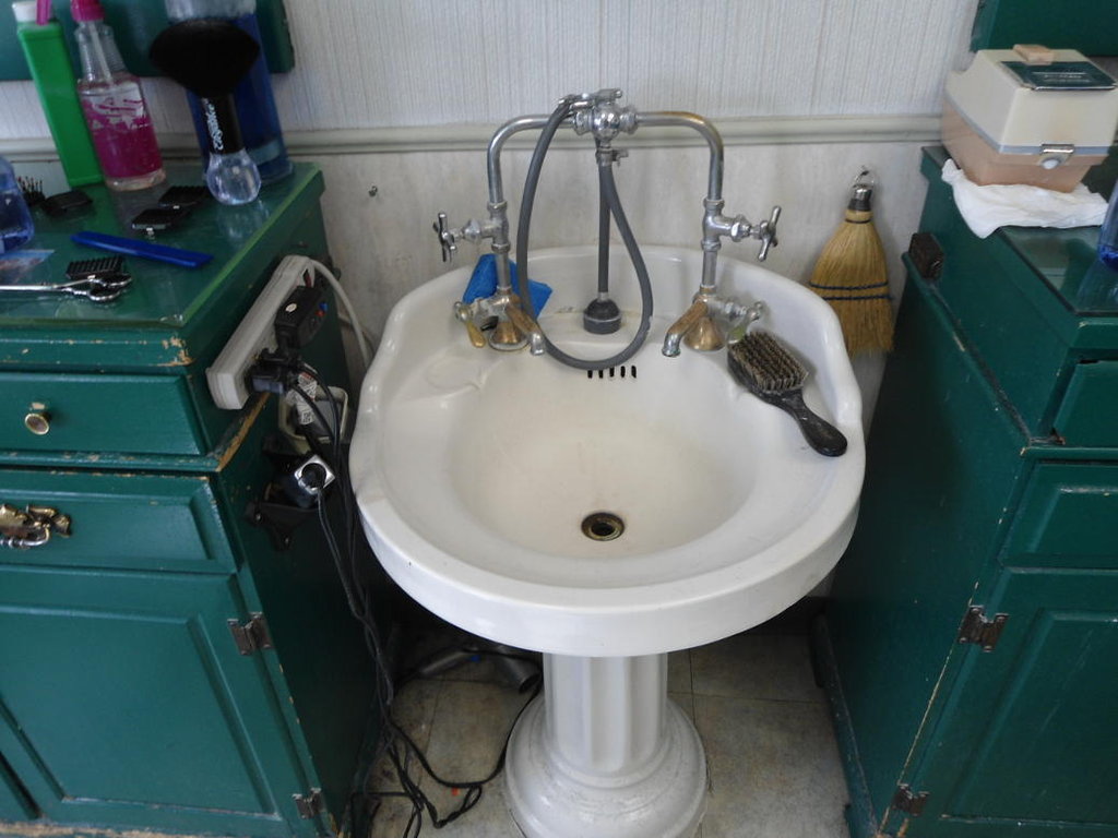 The sink units and taps (faucets) are also century-old originals