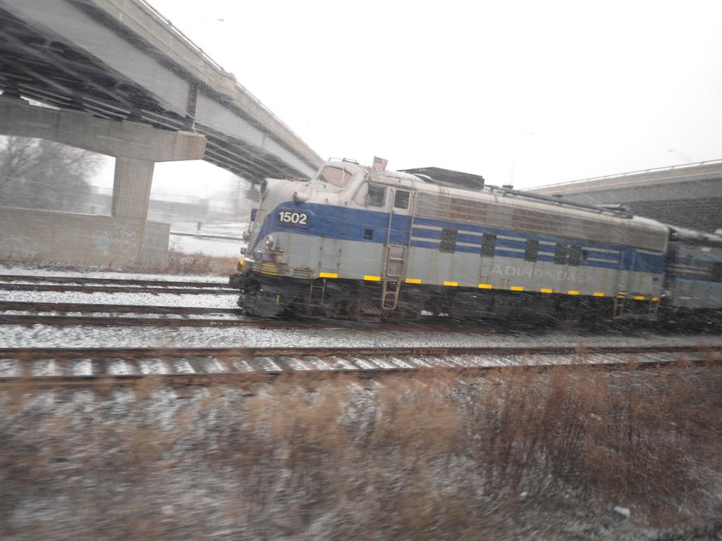 Next to the station stands a preserved diesel...