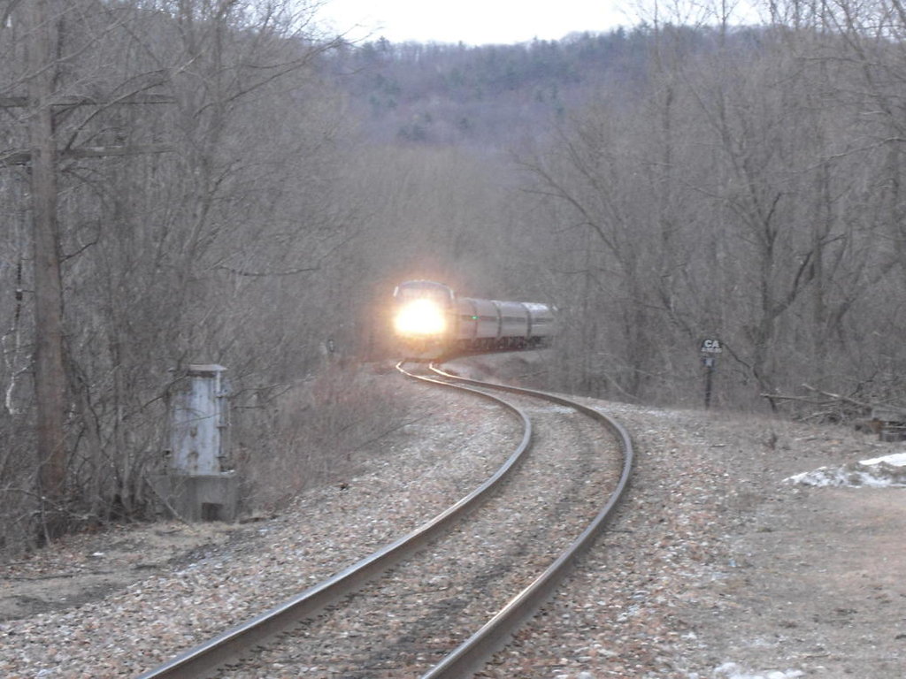 Amtrak's Ethan Allen Express approaches Castleton