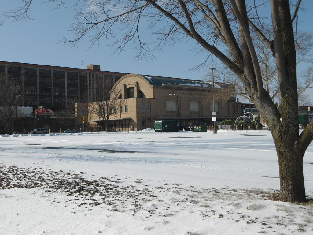 The old station in downtown South Bend. It is no longer used for passengers but trains still pass through.