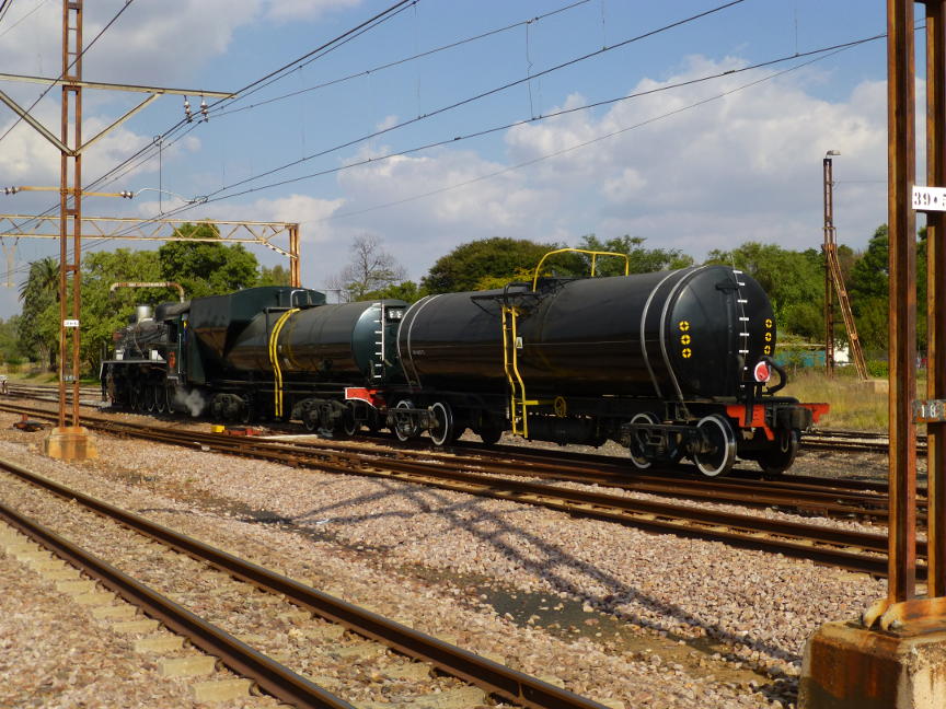 3360 and auxiliary water tank bask in the afternoon sun on the short shunting neck at Rayton where we cleaned fire and serviced the loco