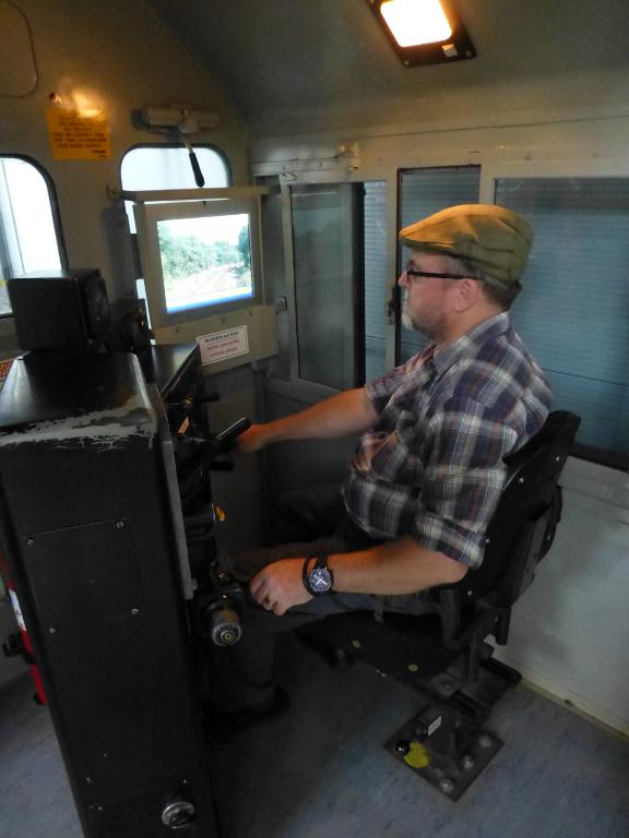 John "drives" the diesel locomotive "simulator" in the museum. It's not really a simulator, more of a demonstrator really.
