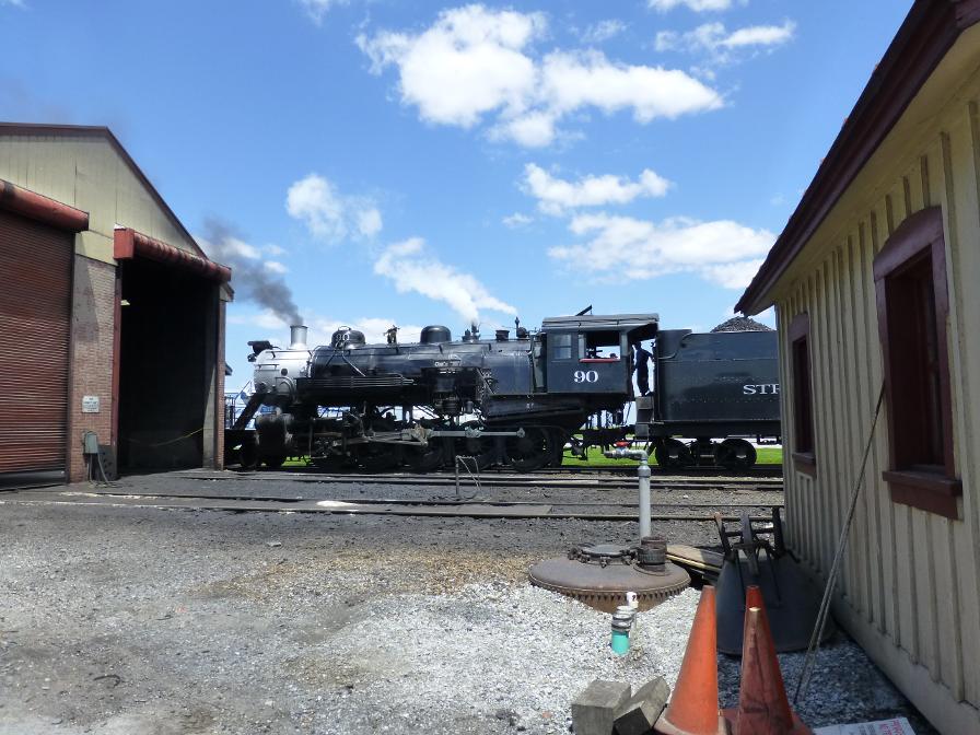 You get some interesting shots of the train from the workshop area.