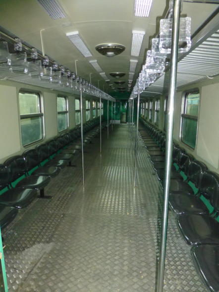 Inside a commuter coach