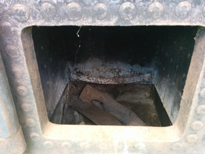 The firebox of one of the Rustons.