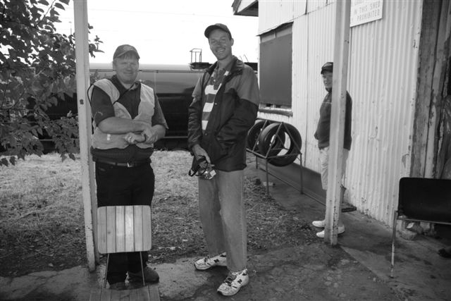 L to r - Tony and Chris, with Tony's son hiding behind a pillar<br /><br />Photo by Chris Janisch 16/03/08