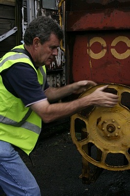 Steve S checks the hand brake on the NZ