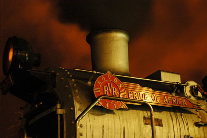 Unusual lighting effects make for this dramatic view of 19D 3360 as she<br />stands simmering away, waiting for the guests to board the dinner train.<br />April 26th 2007.
