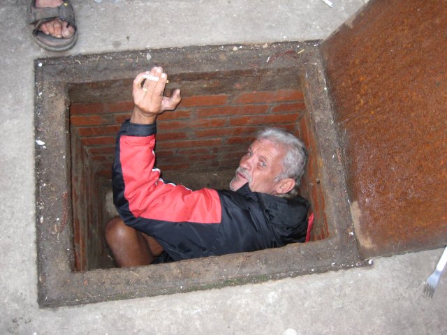 Koos finds a quiet spot for a smoke