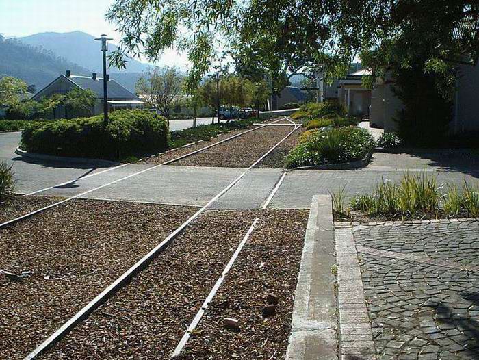 A pedestrian ramp leaving the local Spar was built bang-smack over the line!!