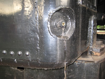 The test cock on the tender begins to dribble