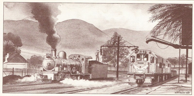 Loerie is famous for SAR Narrow gauge. Here double headed Class 91 pulls in with a string of empties while NG15 gets ready for the days work