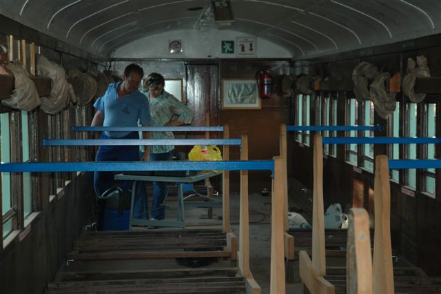 More progress has been made on the reseating of the once open-plan coach. The steel powder coated seat supports are being fitted and soon the seat cushions will follow. Final work is being carried out on the site at Hercules