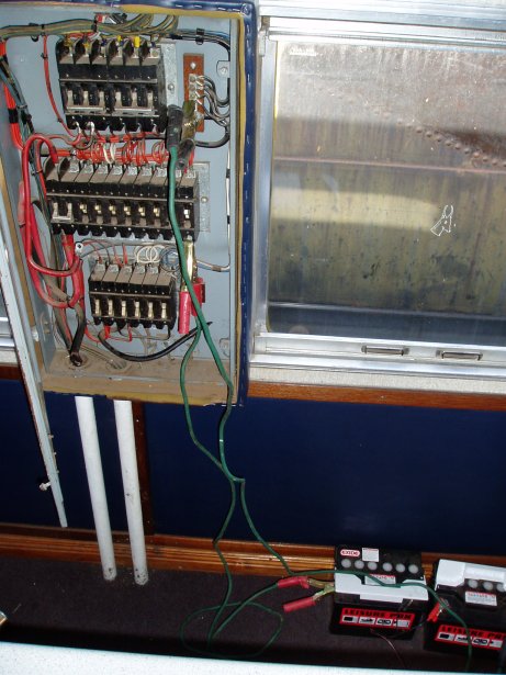 Distribution board with 24v supply from batteries<br /><br />Photo by John Ashworth 08/07/07
