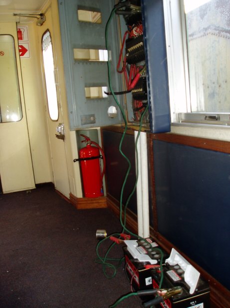 Distribution board with 24v supply from batteries<br /><br />Photo by John Ashworth 08/07/07