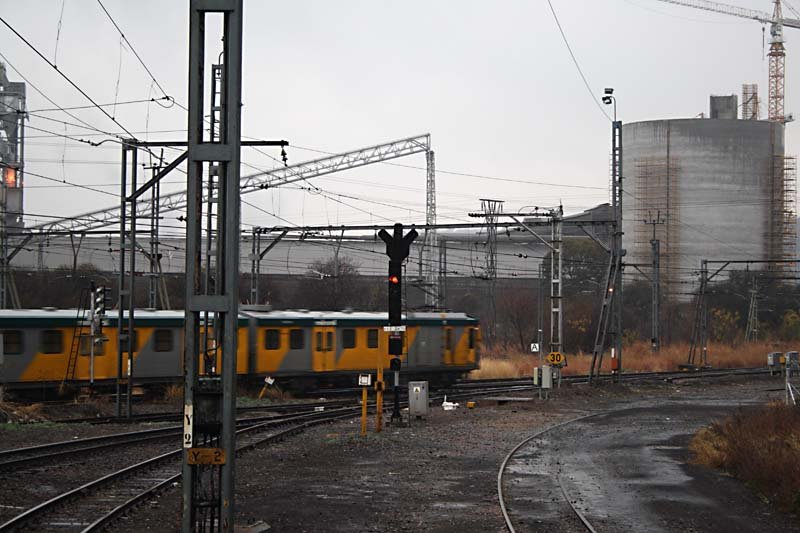 Waiting for the Metros. Yard exit signal at danger.