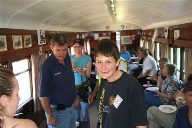 Miemie and Steve Smith take centre stage in the party coach