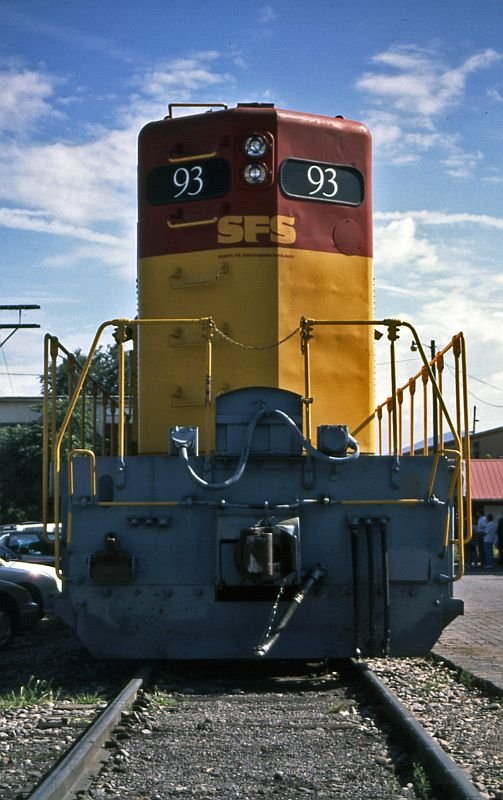 The long hood of the loco.