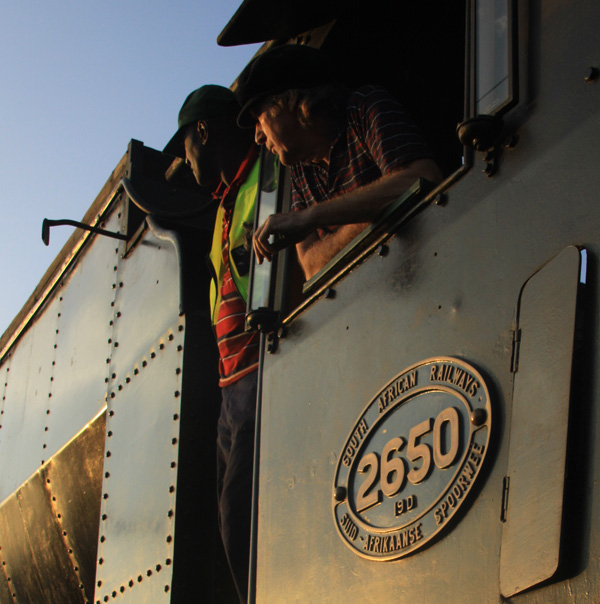 Footplate crew on 2650 pause to reflect