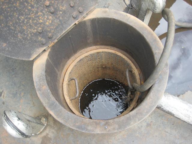 The tender is almost full with water