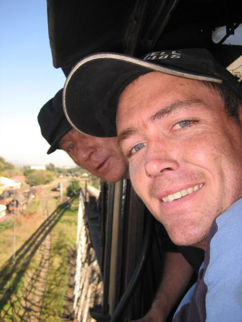 Driver Peter and Fireman Dewald on 2650 at the top of the coal stage