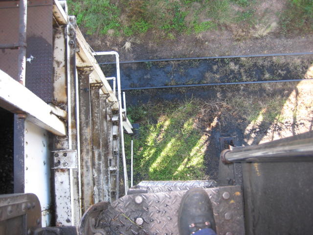 Fireman's view straight down from the footplate of 2650 at the top of the coal stage