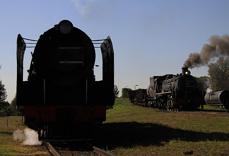 The bulk of the 15F is accentuated in silhouette, and contrasts with the branchline 19D alongside