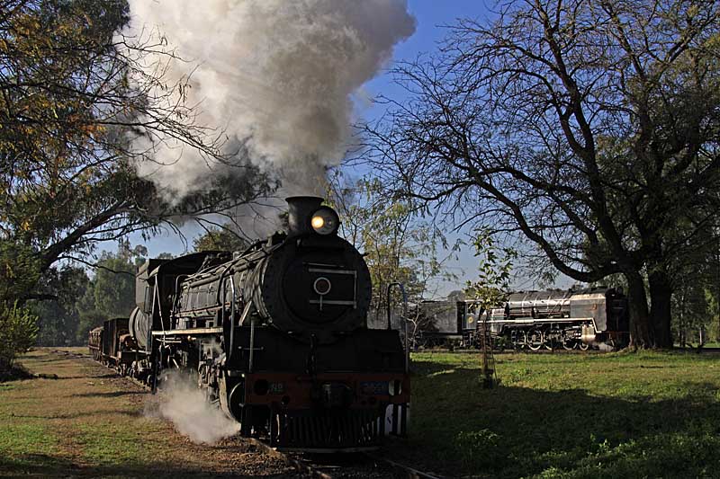 A country scene. 2650 trundles down towards the coalstage with 3117 in the background