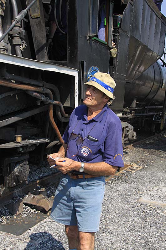 "Dynamo Dadford" performs pre-trip inspections. The loco was named after his daughter.