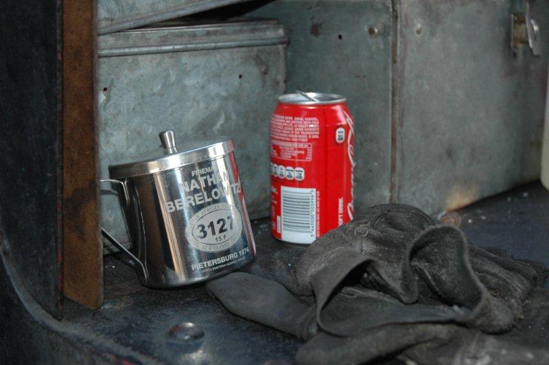 A Footplate man's friend. Stainless steel mug and a drink!