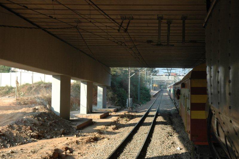 Looking back under the new bridge at the approach to Pretoria.