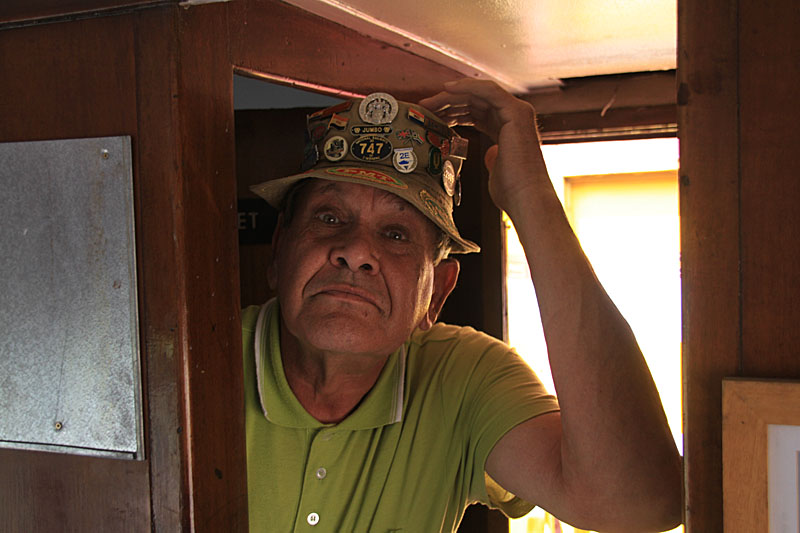 The cheeky Colonel Eric Samuels was captured sneaking out of the railway toilets where he was holding an inspection...