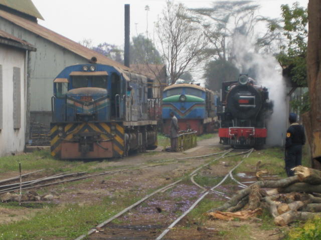 3020 sets back out of the shed under her own power, ready to run forward on the parallel road