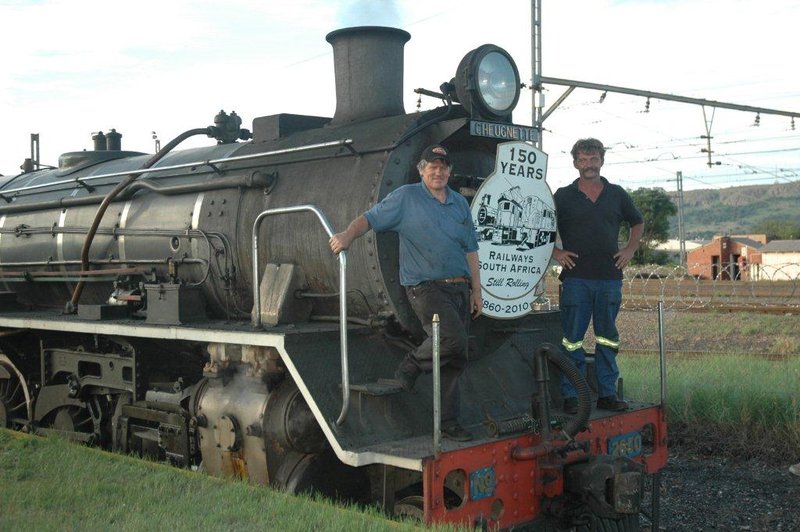 Journey's end, Hermanstad. Driver Arrie Grundlingh and trainee driver Tony Attwell.
