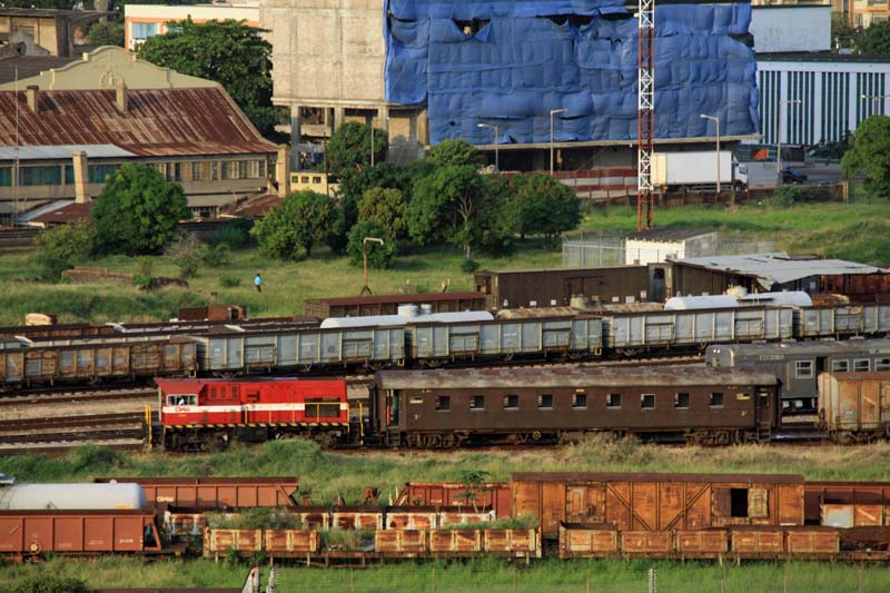The little diesel shunter makes up another load as evening approaches. Time to hit the pool deck and bar!