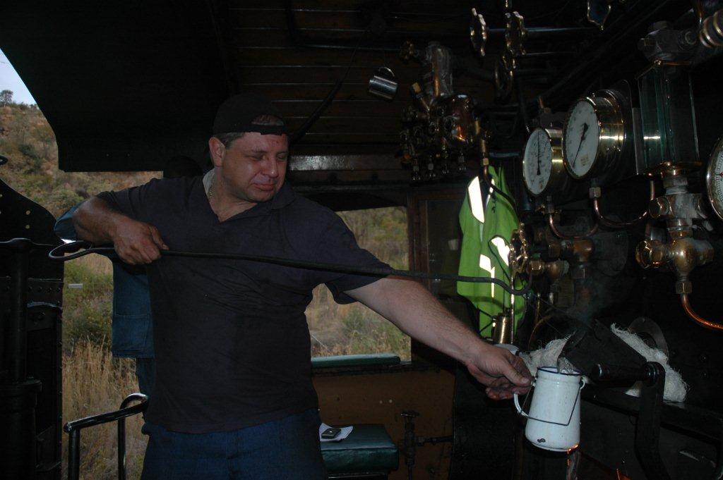 The best brew to be had. Gabor Kovacs brews the perfect cup of coffee at the Panpoort signal check.
