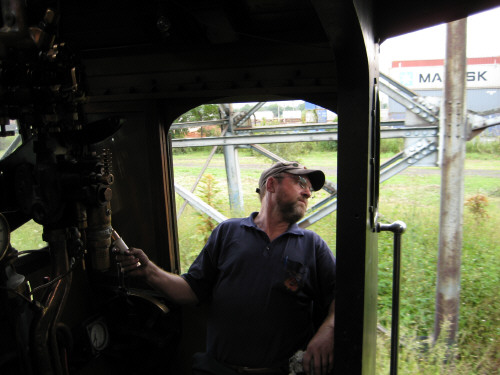 John A, now acting as Shedman, stables the loco